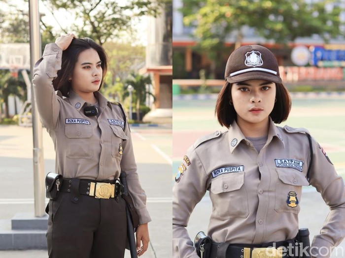 Viral Satpam Cantik di Surabaya Bikin Gagal Fokus  